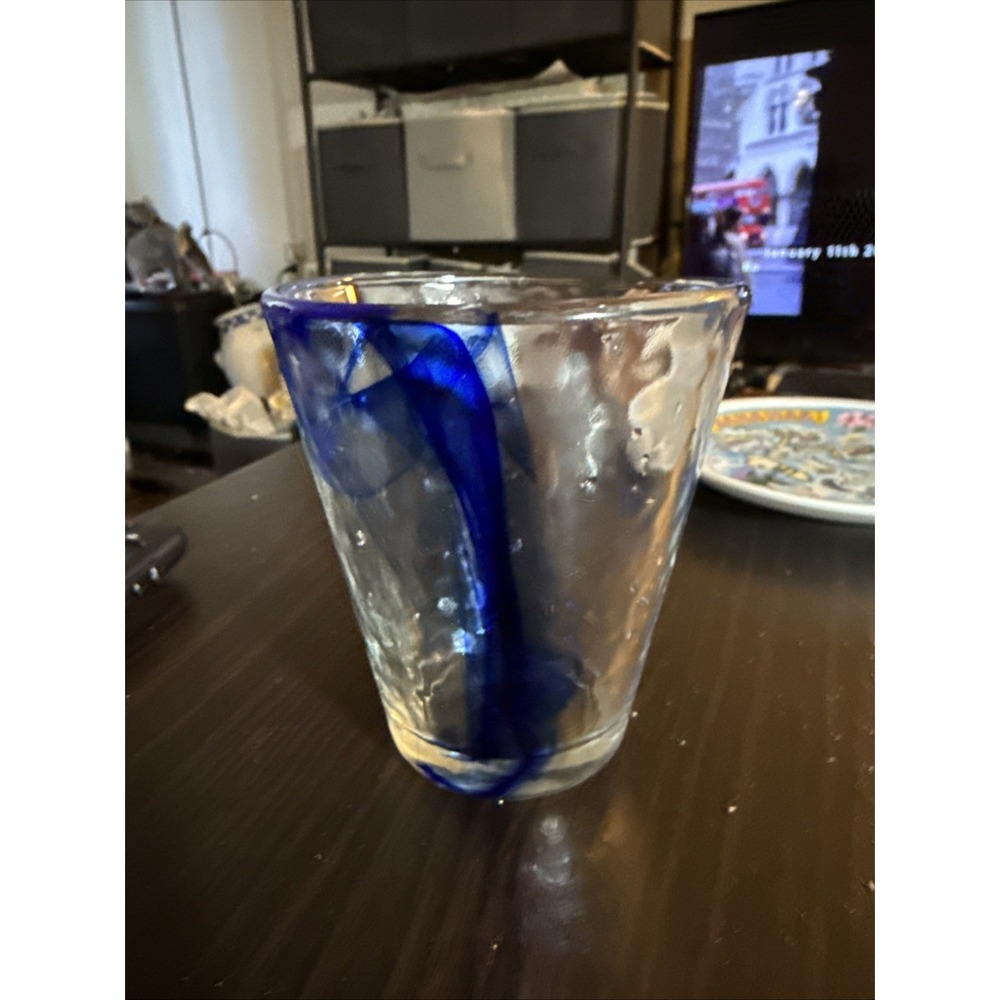 Bormioli Rocco Murano Cobalt Blue Swirl 9 oz Glass Tumbler Single Replacement